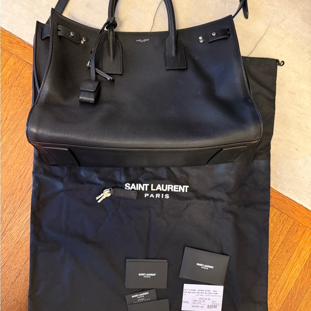 Saint Laurent Medium Sac de Jour Black Leather Tote Bag